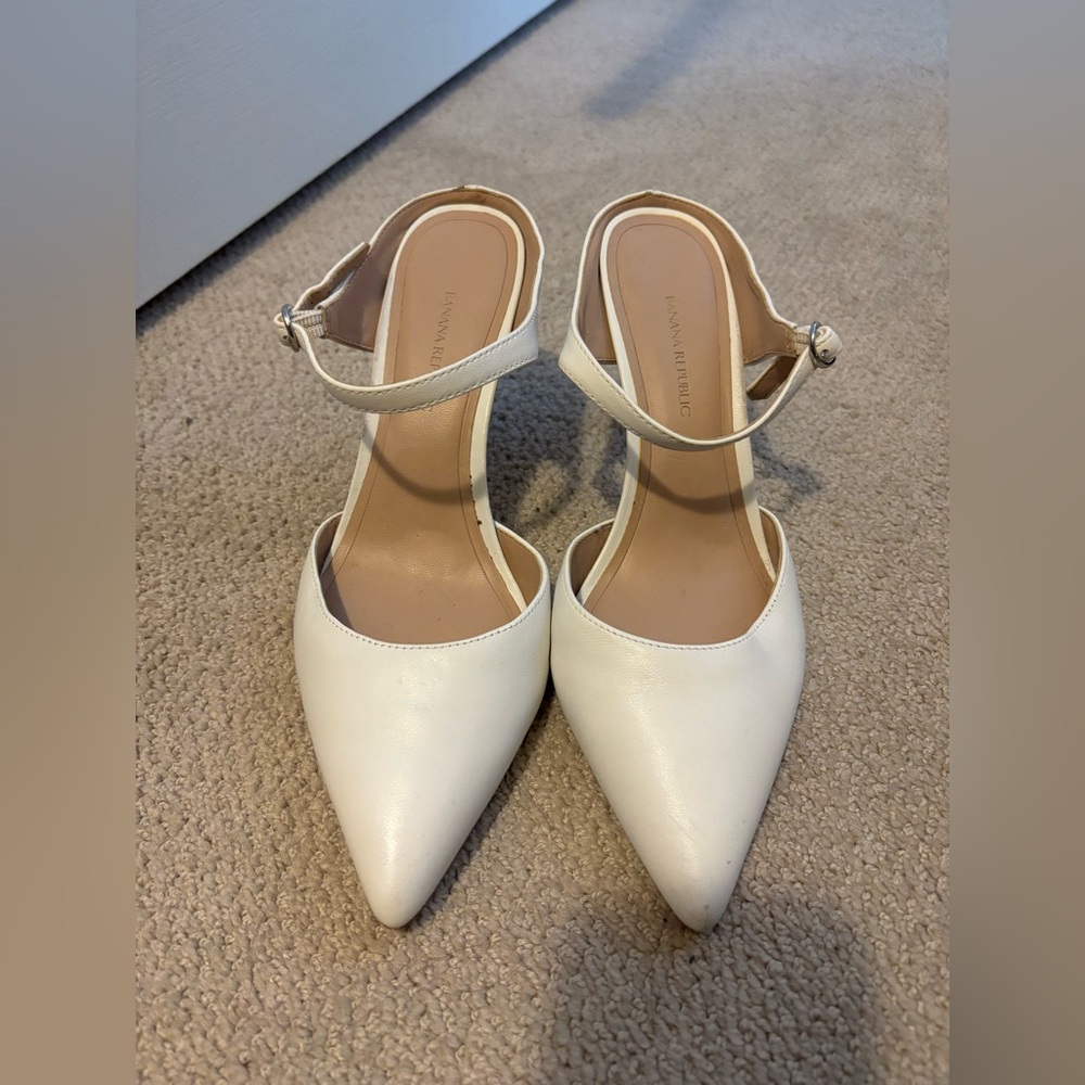 Banana Republic White Heeled Sandals